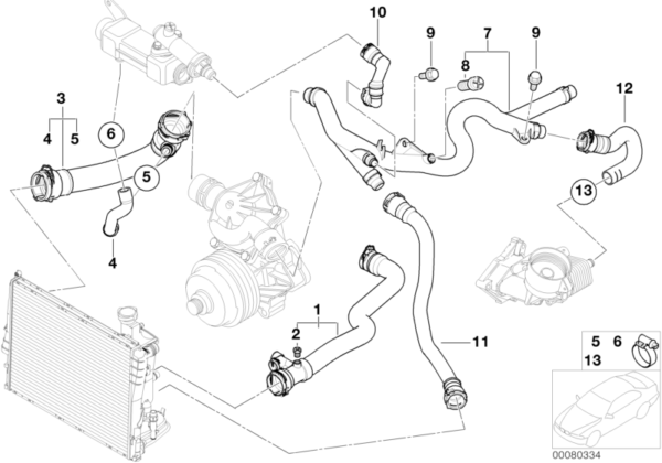 BMW Genuine Cooling System Water Hose Coolant Return Pipe