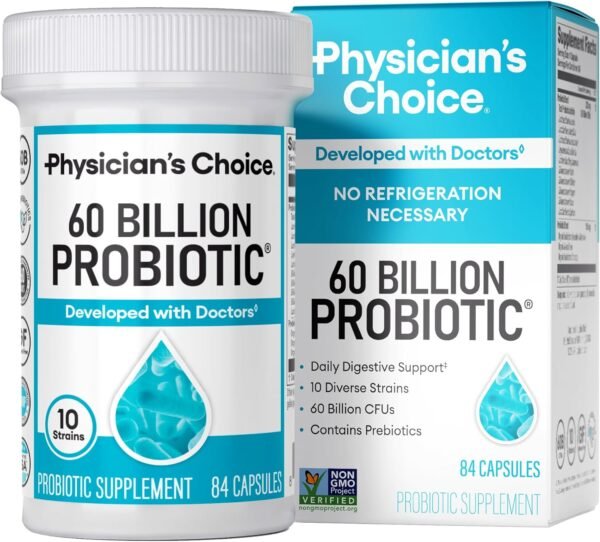 Physician's Choice Probiotics 60 Billion CFU - 10 Strains + Organic Prebiotics - Immune, Digestive & Gut Health - Supports Occasional Constipation, Diarrhea, Gas & Bloating - for Women & Men - 30ct